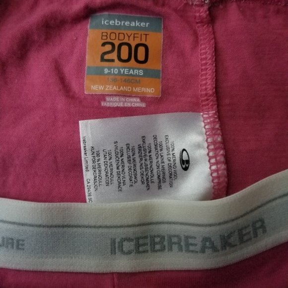 Icebreaker girls size 9 merino wool pink leggings - Picture 2 of 2